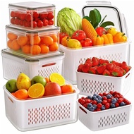 Fruit Vegetable Storage Box, 6 Pieces Pack, Double Drainage Tank, Kitchen Accessories Storage Box