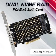 雙 NVMe RAID PCIe x8 4.0 轉接器 64Gbps M.2 NVMe M KEY 轉接卡，適用於 2230、2242、2260、2280、22110 NVMe SSD