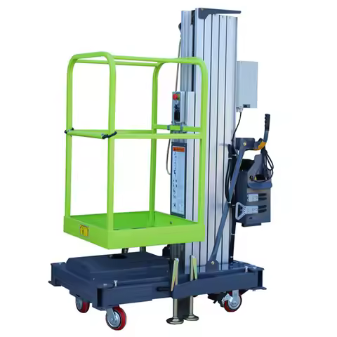 China Lightweight Portable Single Mast 10m 12m Electric Scaffolding 150kg Mobile Bucket Lifter With 