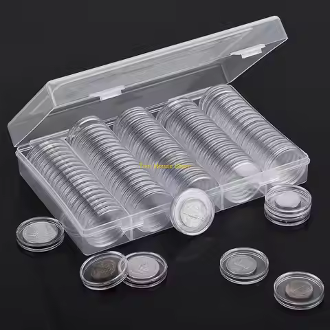 20/25/27/30mm Clear Round Coin Box Capsules Storage Coin Collection Holder Containers for w/ Foam Ga