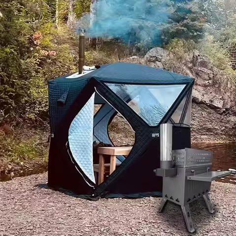 Camping Folding Wood Charcoal firewood Outdoor fishing heating stove Multifunction Portable Sauna St