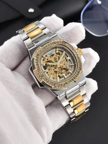 LONGLUX Automatic Man Watch Luxury Stainless Steel Wholesale Mechanical Wristwatches Skeleton Waterp