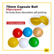 50pcs 70mm (7cm) Solid Color Empty Plastic Ball for Lucky Draw Decoration Gift Packing, Capsules Bal