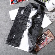 Denim vest men's summer thin sleeveless waistcoat Korean sli牛仔马甲男士夏季薄款无袖坎肩背心韩版修身潮流帅气外套马夹外穿519ldf.sg 