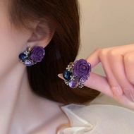 Purple Earrings Flower Earrings Retro Classy Earrings