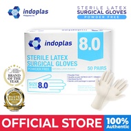 Indoplas Sterile Latex Surgical Gloves Powder Free - 8.0 (50 Pairs) 1 Box
