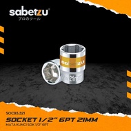 Sabetzu Impact Socket Bit 1/2" 6PT 21mm - 1/2 Inch 6-Point Impact Socket Wrench Bit L-Handle Ratchet