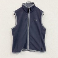 2000 年代耐吉高爾夫全拉鍊抓絨背心/羊毛背心，海軍藍/灰色，M 碼，古著