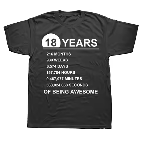 Vintage 18th Birthday Gift Idea T-Shirt 18 Years Old Of Being Awesome Anniversary T Shirt Cotton You