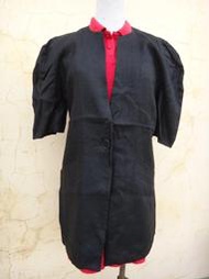 楹 ~ 正品 LAPINE  LA CREATION DE BEAUTE 黑色 麻質 長版西裝外套  size: 13