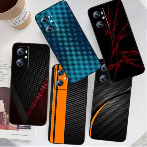 Carbon Fiber Car Art For OPPO Find X6 X5 X3 A54S A5 A94 A16 A53S A57 A74 A72 A98 A78 A96 A9 5G Black