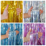 Colorful rain curtain birthday party decoration wedding room rain curtain background pole 1*2 meters