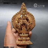 古玩古玩尼泊爾手工黃銅鎏金千手觀音小擺件藏佛銅佛像銅器銅佛像銅雕