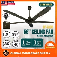1PC SIBERIAIR CF/SA5B/BK 56" 5 Metal Blade 5 Speeds Regulator Control Ceiling Fan Black Fan Kipas An