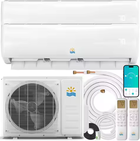 20K BTU 2 Zone Mini Split Air Conditioner, 23 SEER2 Mini Split AC/Heating System 12000 + 12000 BTU, 