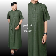 Jubah Dhuha Gamis Lengan Pendek Pria Bahan Super Adem Premium Motif Embos Hexagonal - JD Dhuha