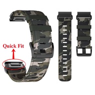 26mm 22mm Nylon Strap Camouflage Sports Breathable Replace Quick Fit Band For Garmin Fenix 7 7X 6 6X Pro 5 5X Plus 3 3HR 2 Marq Epix Gen2 Pro 47mm 51mm