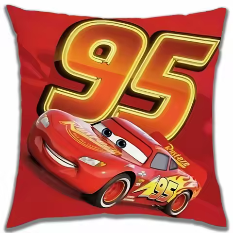 Lightning McQueen Car Chair Cushion Cover - Short Plush Decorative Pillowcase for Lounge Room