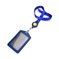 ชื่อไอดีกระเป๋าเก็บบัตร Badge ม้วนสปริงยืดหดได้ ID สายคล้องบัตรคลิปหนีบเข็มขัดสีฟ้า