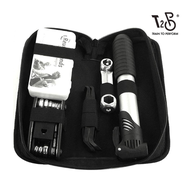 T2P Bicycle Repair Tool Kit Box 16 in 1 Bike Multi Tool Air Pump Tyre Level Tyre Patch Set Portable Bag Velcro Strap Screw Tools Accessories