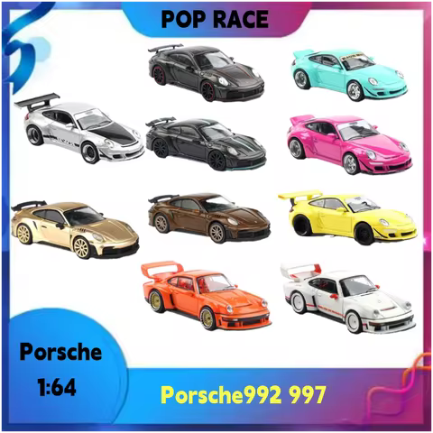 POP RACE 1:64 Porsche 992 Stinger GTR 997 RWB carbon fiber version collectible ornament alloy car mo