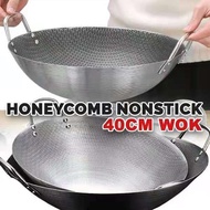 Stainless Steel Nonstick Honeycomb Interior Wok Cooking/ Kuali Hitam /Kuali Stainless Steel Bertangkai