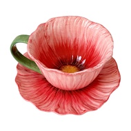 Floral Pattern Coffee Cup 12 Oz Coffee Cup Set Ceramic Coffee Cup with Saucer Food Grade Floral Patt