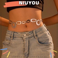 NIUYOU Chain Belt, Irregular Design Y2K Hollow Waist Chain, Trendy Geometric Shape Retro Spicy Girl 