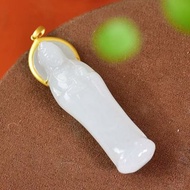 極品 一款非常精緻漂亮的和田玉18k金羊脂觀音吊墜 匠心獨運名師