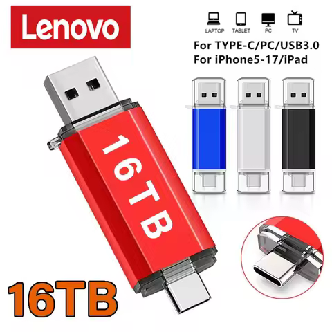 Lenovo 16TB 2 In 1 OTG USB Flash Drive 3.0 Type C 8TB 2TB Pendrive For iPhone Samsung Huawei Xiaomi 