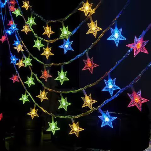 1.5m/3m/6m/10m LED Star String Lights Christmas Garland Battery box Powered Wedding Party Curtain St