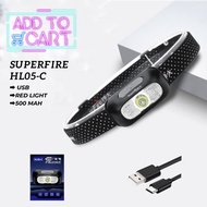 Headlamp SUPERFIRE HL05-C Rechargeable USB with red light
