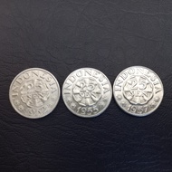 Uang kuno koin 25 sen ( Tahun 1952, 1955, 1957)
