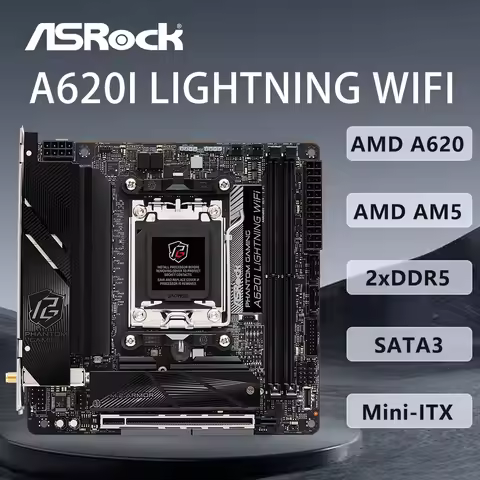 ASRock A620I Lightning WiFi Motherboard AMD A620 Support R9 7950X 7900X R7 7800X3D 7600X CPU AM5 DDR