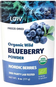 LOOV Organic Wild Blueberry Powder - 35-Day Supply 6 Oz Good for Smoothie & Breakfast Freeze-Dried f