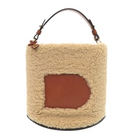 Delvaux Pin Pan Mini Bucket Teddy Shearling Sheep Fur Leather ブラウン Beige Handbag 1362 [二手] 成色極佳 DELV