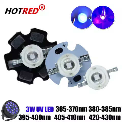 3W UV Purple High Power LED Lamp Chip 365nm 370nm 380nm 385nm 395nm 400nm 405nm 410nm 420nm Beads Ul