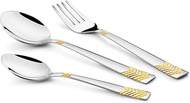 FnS RAGA 24 Karat Gold Plated 18 Pcs Cutlery Set (6 Pc Dinner Spoons, 6 Pc Dinner Fork, 6 Pc Tea Spo