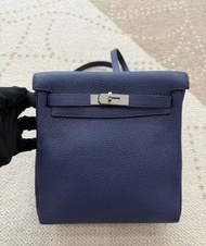 98新Kelly ado深邃藍銀扣tc皮