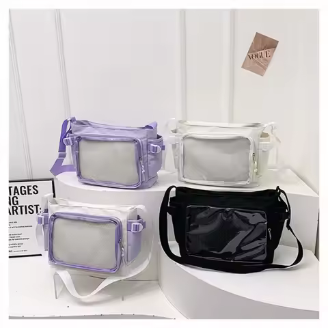 Fashion Transparent Ita Bag Large Capacity College Style Shoulder Bag Canvas Jk Handbag Women Tote B