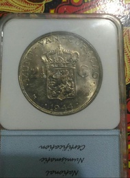 B004 Koin Curacao 2.5 Gulden Wilhelmina 1944 D