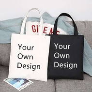 Custom Canvas Bag Add Your Text Print Original Design Large Capacity Shoulder Bag