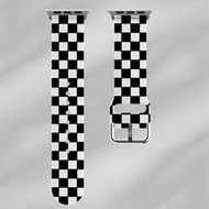 1pc Classic Black And White Checkerboard Pattern Soft Elastic Breathable Replaceable Watch Band, Com