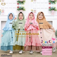 Baju Gamis Syar'i Anak Daisy Kids Dress Kotak-kotak Plus Jilbab