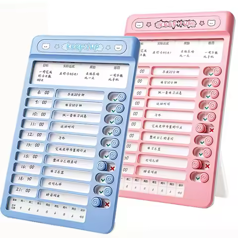 Chores Chart for Kids Daily Routine Chart with Blank Card Cute Sticker Plastic Checklist Board To Do