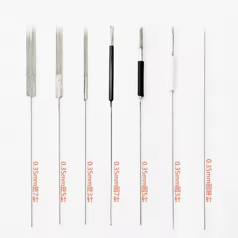 0.35 MM 50pcs 1R/1D/3RS/5RL/5F/7F/7U Sterilized Disposable Permanent Makeup Needles for Eyebrow Tatt