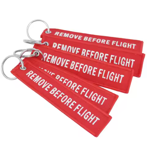 Remove Before Flight Woven Key Ring Special Luggage Tag Label Red Chain Keychain For Aviation Gifts 