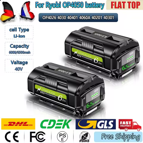 40V 6.0Ah for Ryobi OP4050 Battery eplacement Batteries RY40502 RY40200 OP4026 OP4040 Power Tools Li