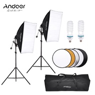 Andoer Photography Studio Softbox Lighting Tent Kit Photo Video Equipment 2 x 135W Bulb Light Stand 