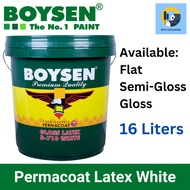 Boysen Permacoat Flat, Semi-Gloss, Gloss Latex White 16 Liters (Pail) 100% Acrylic Water-Based Paint